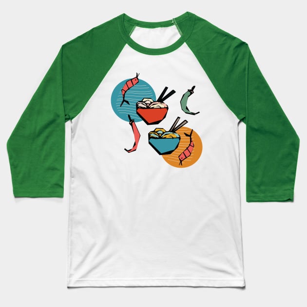 Noodle Bowl Baseball T-Shirt by bruxamagica